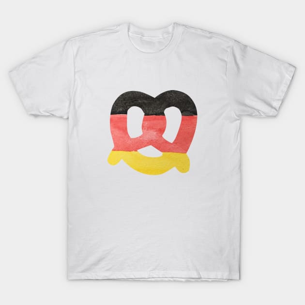 Pretzel in Hand-Painted Water Colors of German Flag T-Shirt by podartist